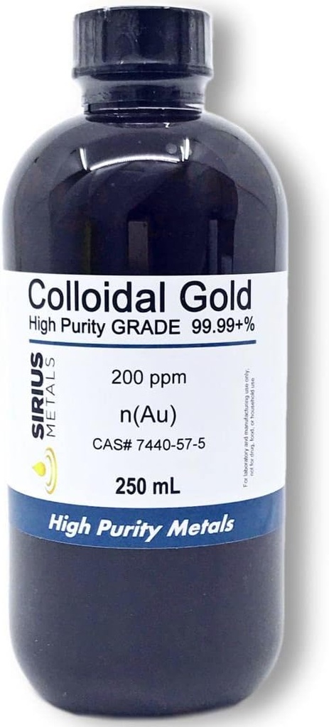 Sand kolloid guld - 200 ppm - 250 ml (8.45 Fl Oz) i klar BPA- fri plastflaske