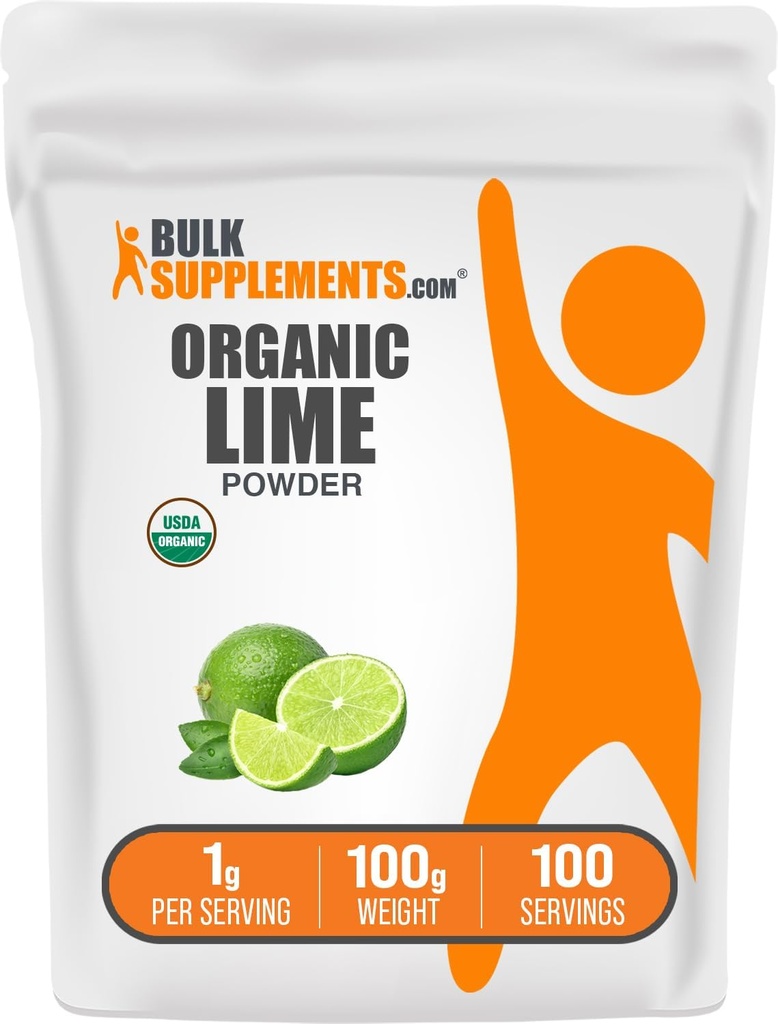 Bulkaddiments.com Organic Lime Powder - Organic Lime Flavoring Powder, Sourced from Citrus Aurantifolia Fruit - Air Tørred & Gluten Free, 1g per Serving, 100g (3,5 oz) (Pack of 1)