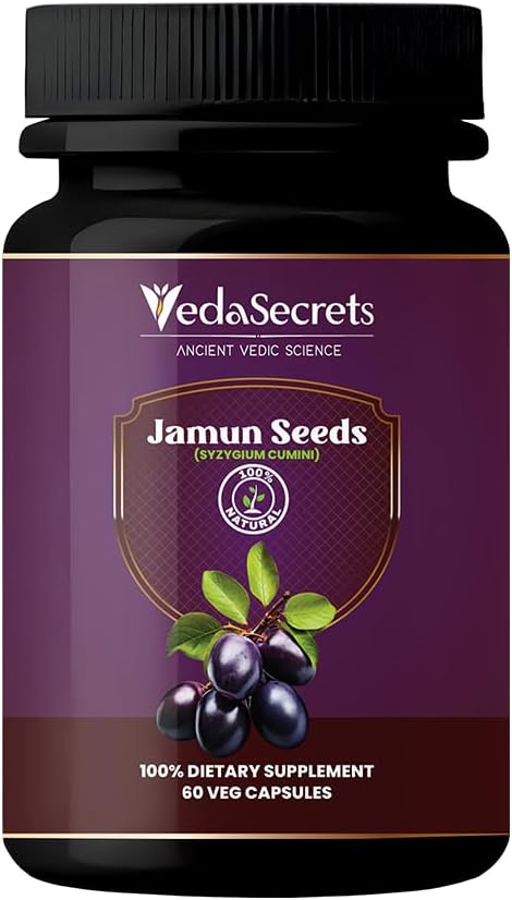 Jamun (Blackbarry) Kapsler 60 Count 124; Syzygium Cumini Shumini 124; Lavet med 100% Natural Jamun Seed Powder • 124; Urtetilskud • 124; Ayurvedic Nutrition • 124; Diguestive & Wellness Support