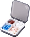 Bærbar Pill Organizer - Slim Pill Box til punge eller rejser, Compact Pill Case (4 Segment, Gray)