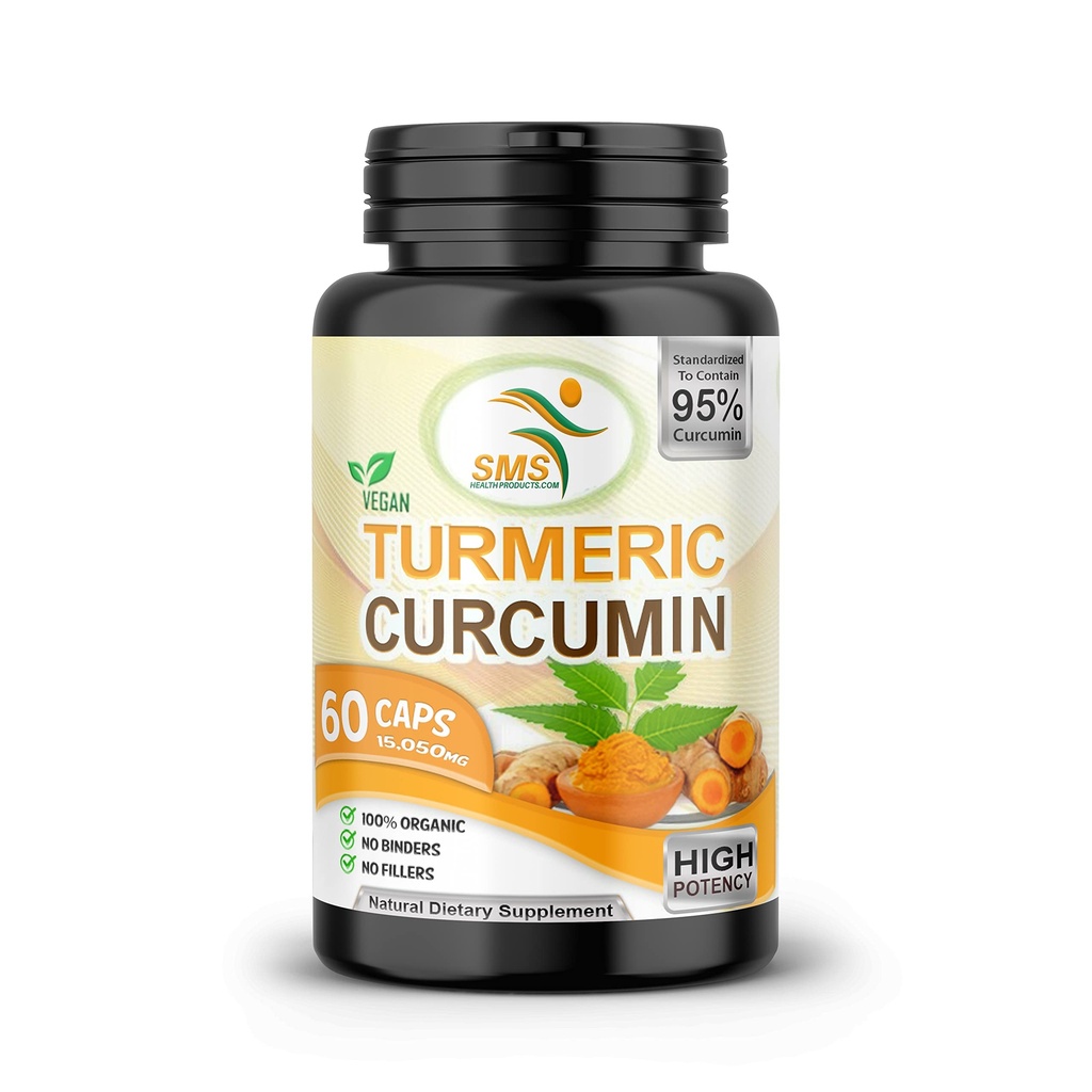 Pure gurkemeje 1000 mg sort peber ekstrakt 95% CURCUMINOIDS, Ikke GMO, Øget absorption, Gluten Free, 500mg 60 Veggie kapsler