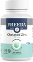 Freeda Chelated Zink 30mg - TRAACS ® Zink Bisglycinate til høj Absorption - Vegan, Kosher, Gentle på Mave - immunforsvar for voksne, mænd og kvinder - 250 små tabletter