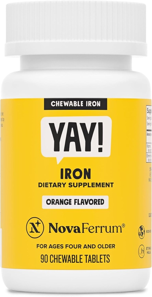 NovaFerrum Yay 124; Chewable Iron Supplement for børn og voksne i alderen 4 og over 124; 18mg af Jern Bud124; 90 Servering Bud124; Sukker Gratis Bud124; Vegan Bud124; Gluten Gratis Bud124; Orange Flavor