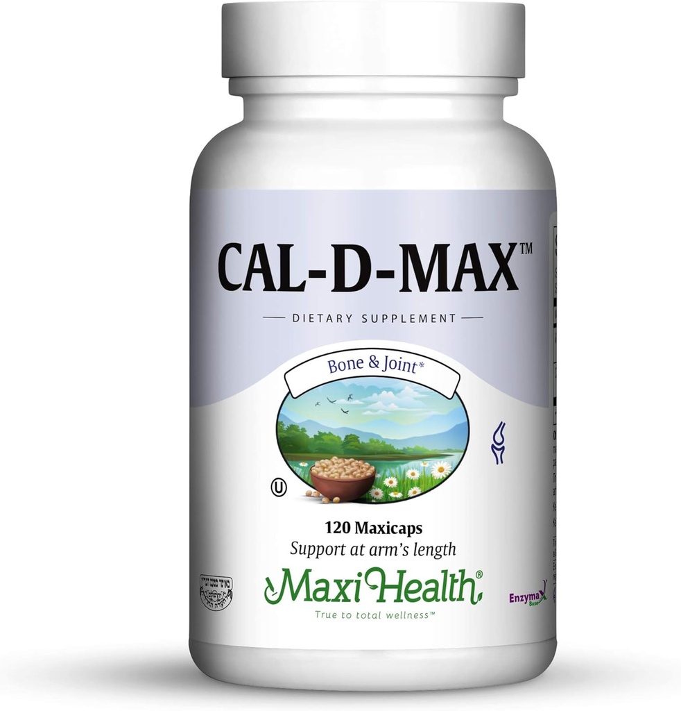 Maxi Health Cal- D- Max - Calciumcitrat - med vitamin D3 - Knoglestøtte - 120 kapsler - Kosher