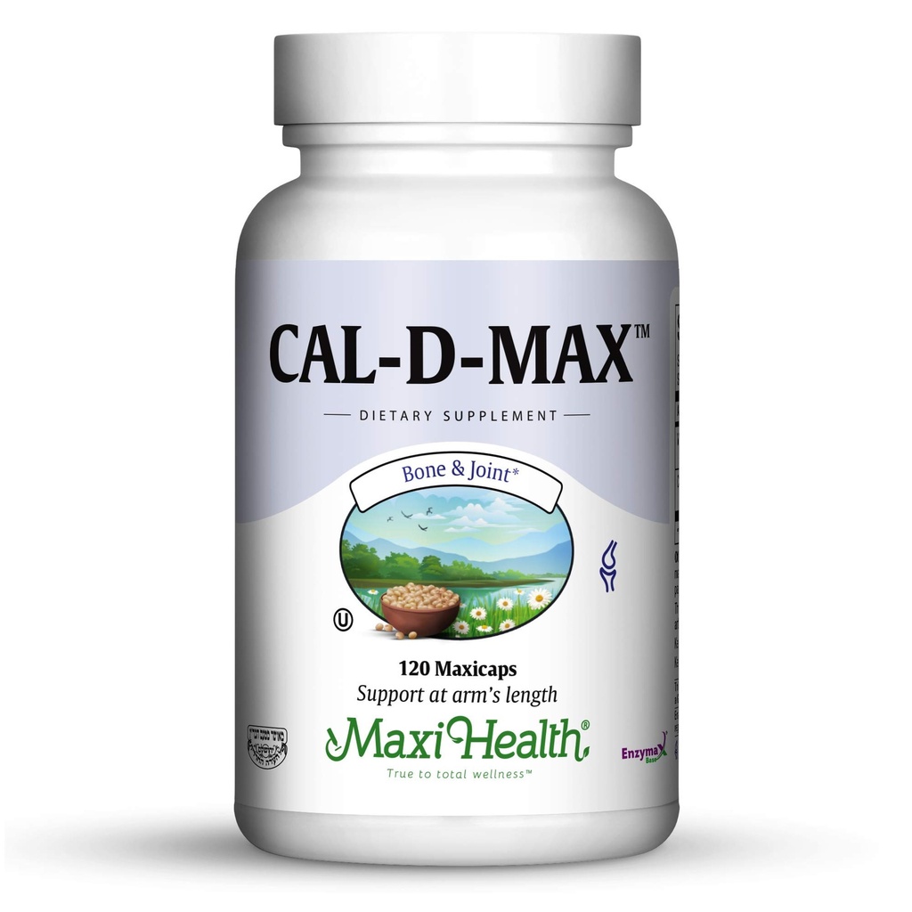 Maxi Health Cal- D- Max - Calciumcitrat - med vitamin D3 - Knoglestøtte - 120 kapsler - Kosher