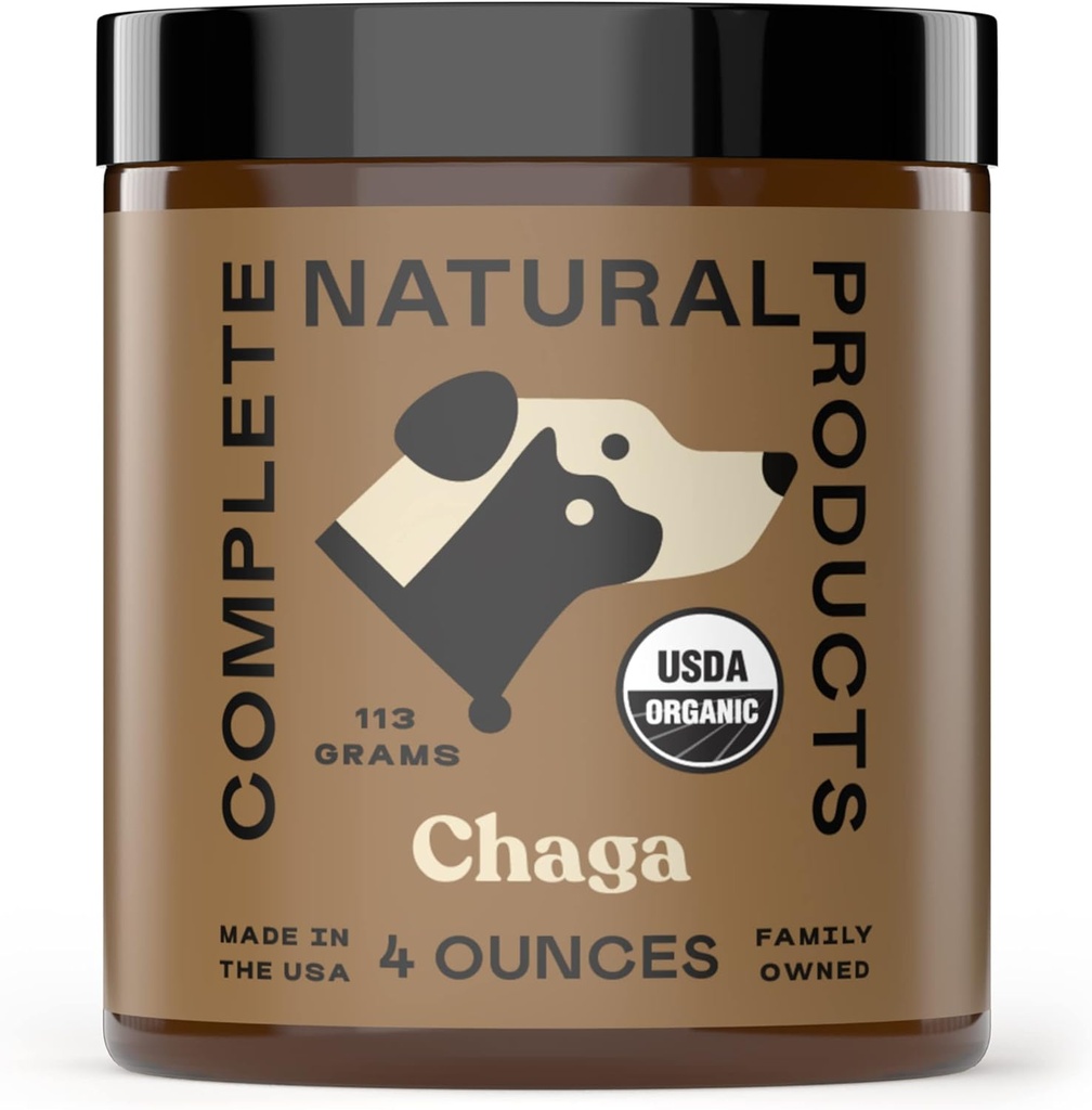 Komplette naturlige produkter Organisk Chaga Mushroom pulver til kæledyr immunforsvar & fælles sundhed - 4oz