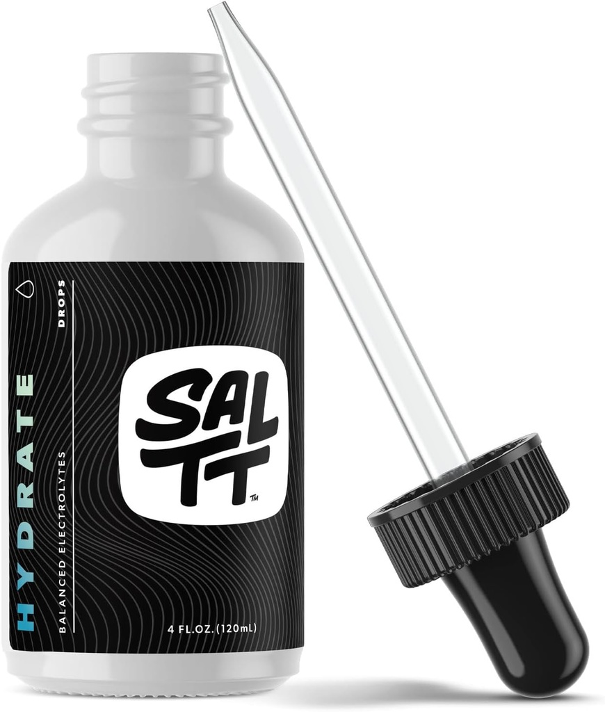SALTT by Keto Chow - Electrolyte Hydration Drops - Keto Diets & Intermittent Fasting - Immunstøtte - Gluten & Sukker Free - Natrium, Magnesium, Kalium & Trace Minerals - Unflavored - 4 fl oz