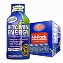 Vitamin Energy Immunum + ekstra styrke Energy Shot Blue Raspberry 48 Pack, 260mg Natural Koffein, B-Vitamin, Citicolin, Green Tea, Immunity & Focus Support, Zero Sugar, Gluten- Free 1,93 fl oz