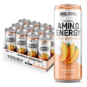 Optimum Nutrition Amino Energy Sparkling Hydration Drink, Elektrolyter, Koffein, Aminosyrer, BCAA, Sugar Free, Peach Bellini, 12 Fl Oz, 12 Pack (Packaging May Vary)