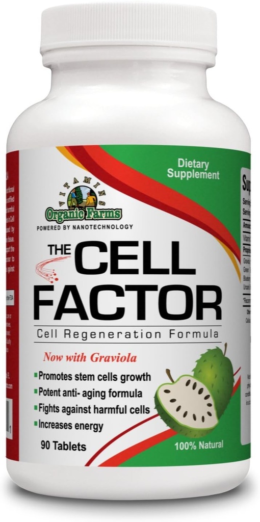 Organic Farms Vitamin Cell Factor Graviola - Cell Regeneration Formel - 100% Natural - Kosttilskud