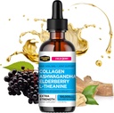 Collagen Mojo - flydende Collagen for kvinder & mænd, Collagen Peptider med Ashwagandha, Elderberry & L- Theanine - hår, hud, negle, fælles & stress support, høj absorption - 100,000mcg, 2 Oz