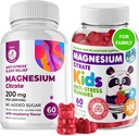 Kids Magnesium 60 Count og Magnesium 60 Count Gummies Sugar- Free - Calm Magnesium Gummies Supplement for børn, Sugar- Free Magnesium Calm Chews for børn og voksne