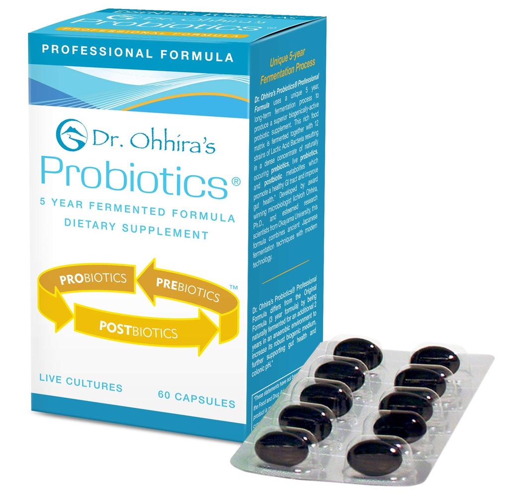 Essential Formulas Dr. Ohhira’s Probiotics Professional Formula with 5 Year Fermented Prebiotics, Live Active Probiotics and The only Product with Postbiotic Metabolites, 60 Capsules