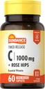Sundance Vitamin C 1000mg med Rose Hips ttesmå 124; 60 Overtrukket Caplets ttesmå 124; Timet Release 124; Vegetar, Non- GMO, og Gluten Free Supplement