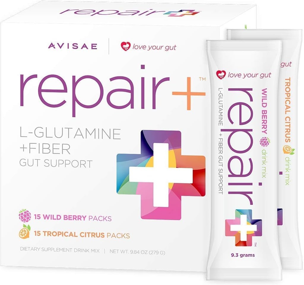 Reparation + l- glutamin + Fiber _ 30 Stick Packs _ Love Your Gut! Avisae Optimal Nutrition Repair + I- glutamin + Fiber Drink