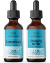HERBAMAMA Herbal Liquid Drops Kit - Bundle of Lomatium Root Extract and Stinging Nettle Tincture 2 fl oz - Vegan, Non- GMO, Sugar & Alcohol- Free - 2 Pack