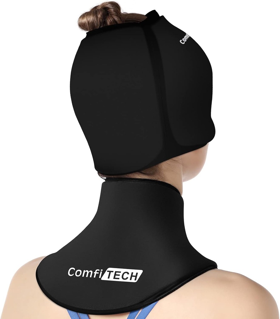 ComfiTECH Cold Cap og Neck Ice Pack Wrap Gel Combo, Care Pakke til hoved og cervikal, Medium