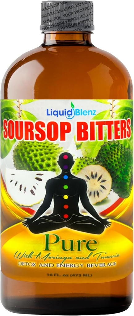 Flydende Blenz Pure Soursop Bitters med Moringa & Gurmerisk Buddy 124; Herbal Detox & Natural Energy Support