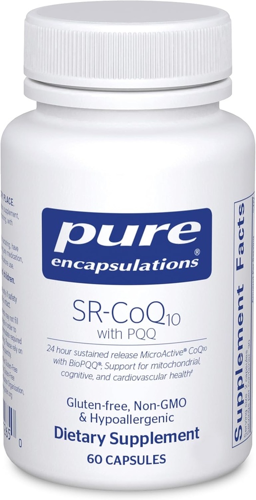 Pure Encapsulations SR-CoQ10 with PQQ - Heart Health Support* - Sustained Release Technology - Antioxidants Supplement - Gluten Free, Vegetarian & Non-GMO - 60 Capsules