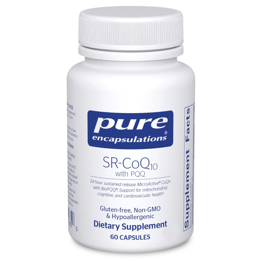 Ren indkapsling SR- CoQ10 med PQQ - Heart Health Support * - Vedvarende udgivelsesteknologi - Antioxidanter supplement - Gluten Free, Vegetar & Non- GMO - 60 kapsler