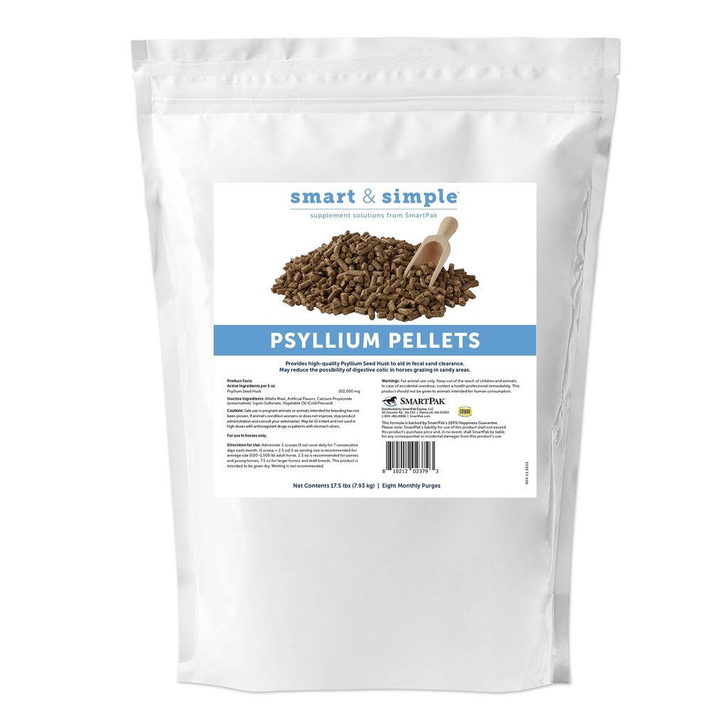 Smart & Simple Psyllium Pellets til Heste Note 124; Psyllium Husk Fiber supplement til Equine fordøjelsesbesvær Support 124; Apple- Banana Flavored