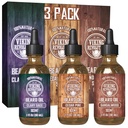 Viking Revolution Beard Oil for Men 3 Pack - Natural Herre Beard Oil Variety Set - Sandalwood, Pine og Cedar, Clary Sage Scents - Beard Conditioning og fugtgivende for et sundt skæg (3 Pack, 1oz)