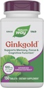 Nature 's Way Ginkgold Advanced Ginkgo Extract, Understøtter hukommelse, Focus & Cognitive Funktion *, Ginkgo Biloba Extract, 150 tabletter (Packaging May Vary)