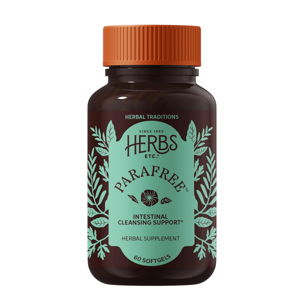 Urter Etc. ParaFree - Gastrointestinal Support to Aid Intestinal Cleansing - fordøjelsesplanter tillæg med ormwood, Quassia & Mand Fern - 60 Softgels (60 Servere)