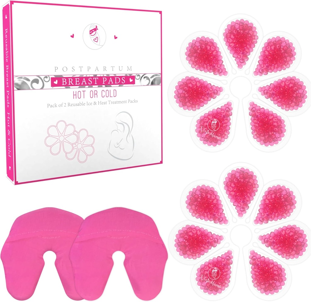 Ninja Mama Amning Ice and Heat Therapy Packs for Nursing and Pumping Moms. Pakke af 2 med 2 Super Soft Bladable Sleeves. Amning forsyninger. Relief from Mastitis for breast fodring Mamas