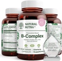 Naturlig Nutra B-vitamin Kompleks med Niacin, Folat, Thiamin, Biotin, understøtter nervesystem sundhed, fremmer stofskifte, hud, øjne og hår sundhed, hele kosttilskud, 60 vegetariske kapsler