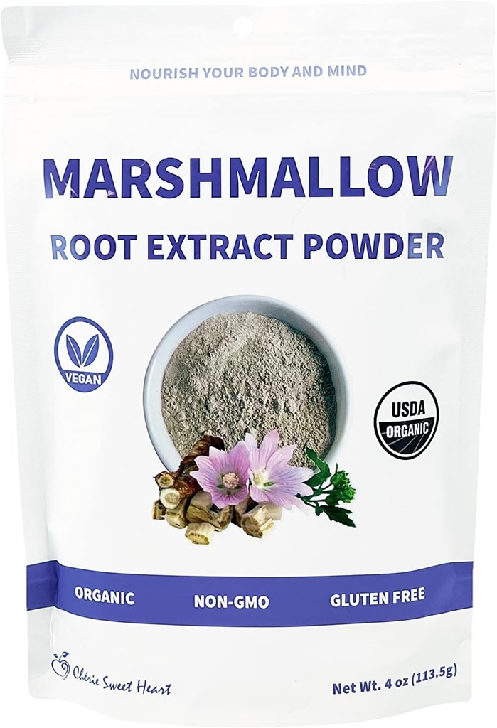 Chérie Sweet Heart USDA Organic Marshmallow Root Powder, Filler Free, Traditional Used, Ingen GMO 'er, Vegansk Friendly, 4 Ounces