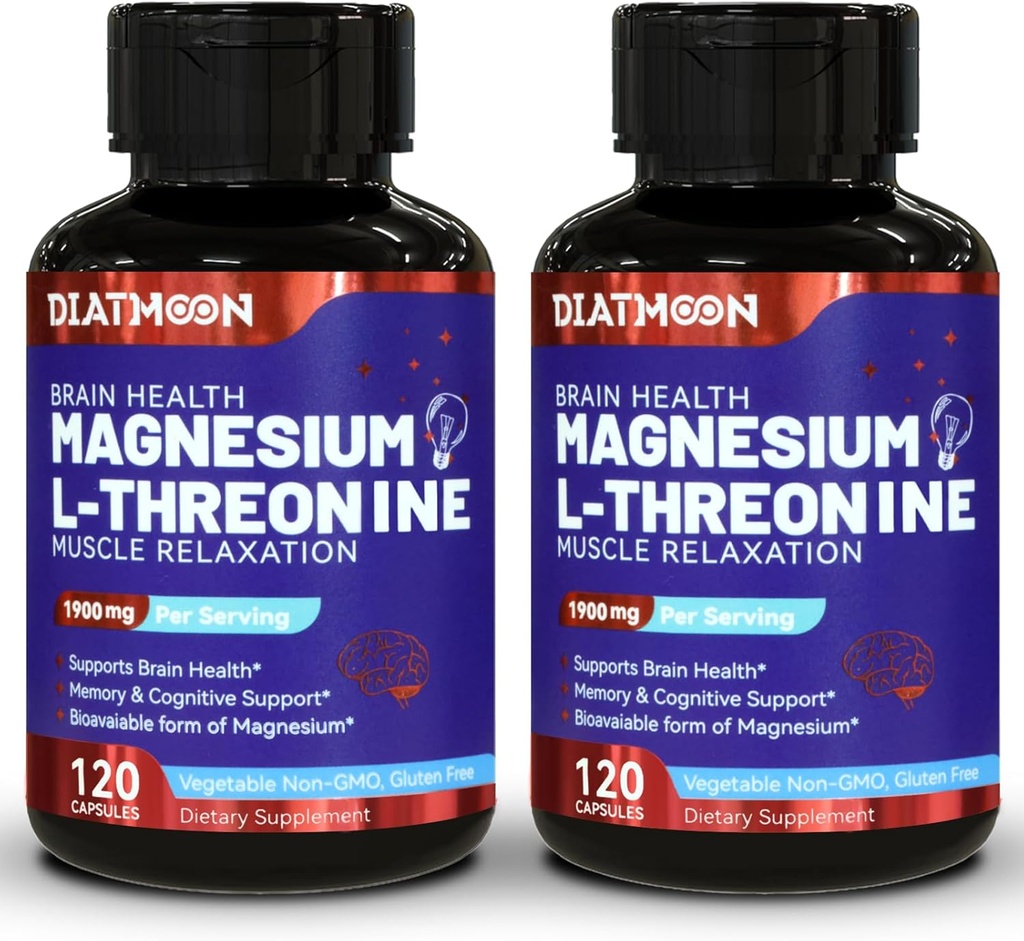 Magnesium L- Threonin kapsler, Magnesium Threonin supplement, 1900 mg Magnesium L- Threonin, Non GMO, Gluten Free - 240 Veg kapsler