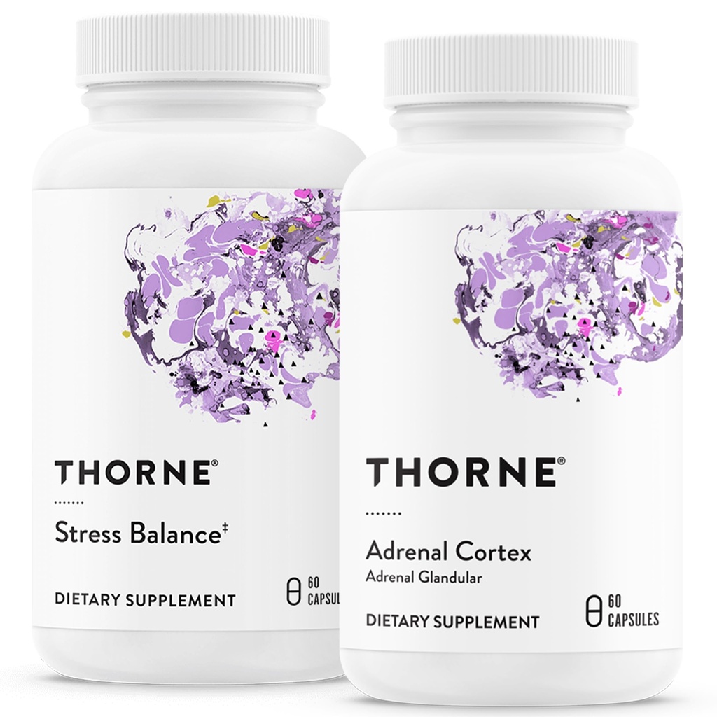 THORNE - Adrenal Support Bundle - Stress Balance & Adrenal Cortex Combo - Stress Balance og Adrenal Cortex - 30 til 60 Servere
