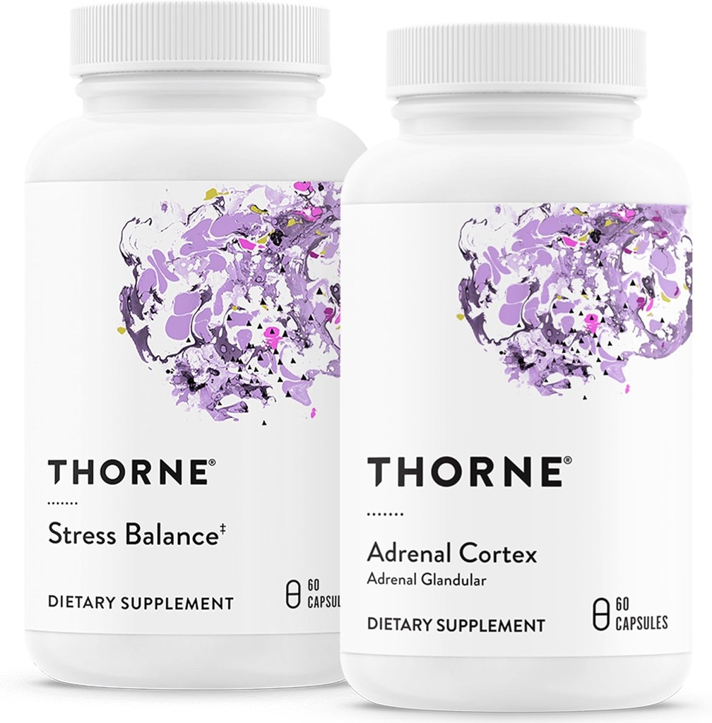 THORNE - Adrenal Support Bundle - Stress Balance & Adrenal Cortex Combo - Stress Balance og Adrenal Cortex - 30 til 60 Servere