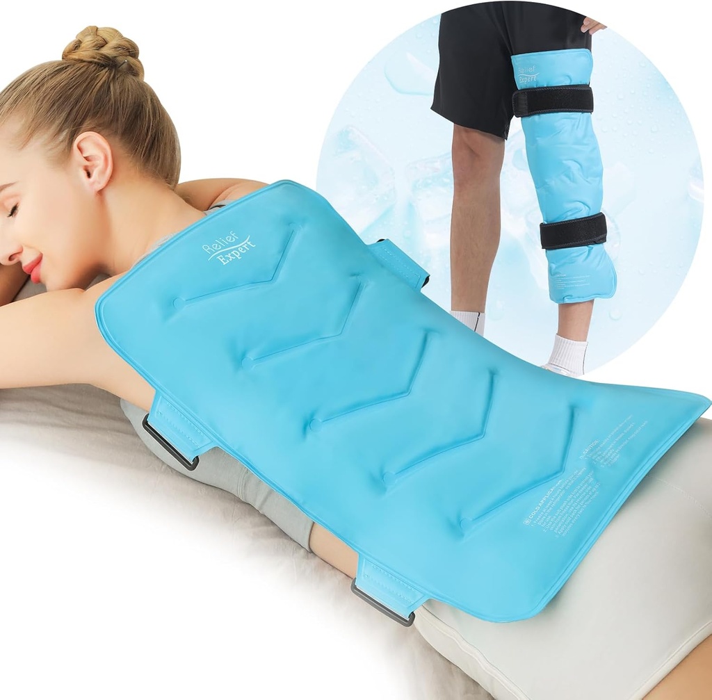 Relief Expert XXL Full Back Ice Pack Wrap, (13 "x21") - Genanvendelig Ice Wrap for Back Discomfort og Musclar Fatigu- Cold Compress Therapy Gel Cold Pack for Full Body, Hip Leg - Blå