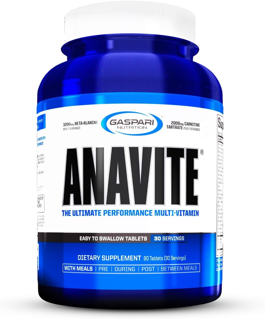Gaspari Nutrition Anavite, Sport Multi- Vitamin med Aminosyrer, Beta- Alanine og L-Carnitin, Forbedret ydeevne og inddrivelse (Ny Mindre størrelse, 30 Servere)