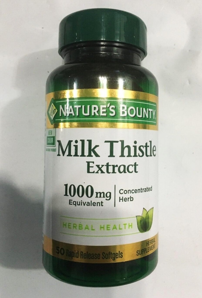 Nature 's Bounty Milk Thistle 1000mg, Herbal Health Supplement, Daily Supplement, Gluten Free, Rapid Release Softels, 50 Ct