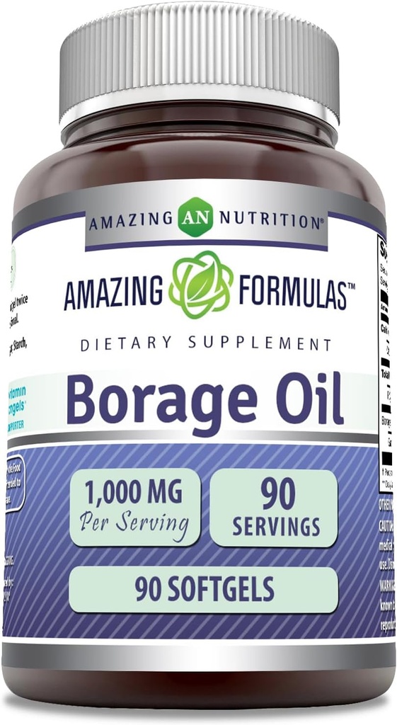 Amazing Formulas Borage Oil Supplement: 124; 2000 Mg Per Serving: 124; Softgels: 124; Non- GMO: 124; Gluten- fri: 124; Made in USA (1 Pack, 90 Count)