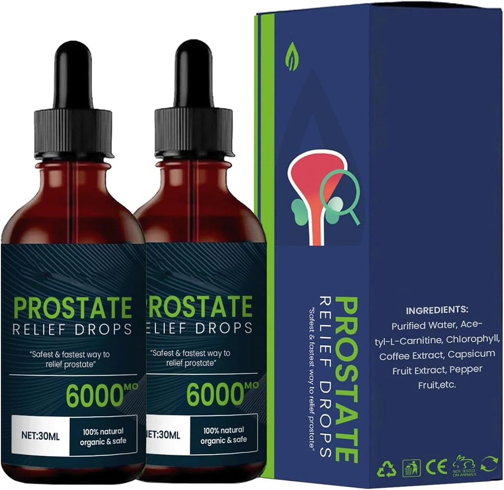 Prostata Treatment Drops - Prostata Relief Drops, Prostata Natural Herbal Drops, DHT Blocker Urinary Health & Prostata Support Supplement for Herre Sundhed (2pcs)