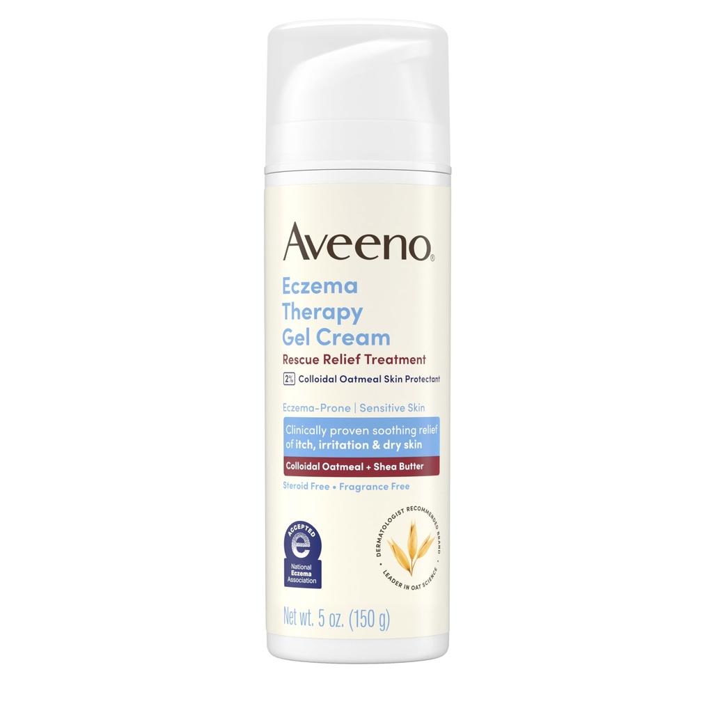 Aveeno Eksem Terapi Rescue Relief Treatment Gel Cream med kolloid havregryn hudbeskyttende, Straks lindrer & køler Itchy Dry Skin Flare- Ups, Steroid & Fragrance Free, 5.0 fl. oz