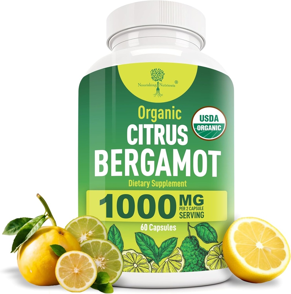 Organic Citrus Bergamot Supplement - Kun USDA, Kardiolog Formuleret med 200 + videnskabelige undersøgelser -1000mg - Patenteret ekstrakt, hjerte, Cholesterol, & Lipid - Italiensk Bergamot High Polyphenols 60caps