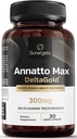Sunergetic Premium Annatto Tocotrienol Supplement - med DeltaGold - Tocotrienols E 300 mg - Understøtter lever, immunforsvar og hjerte sundhed - Delta + Gamma Tocotrienoler (30 flydende kapsler)