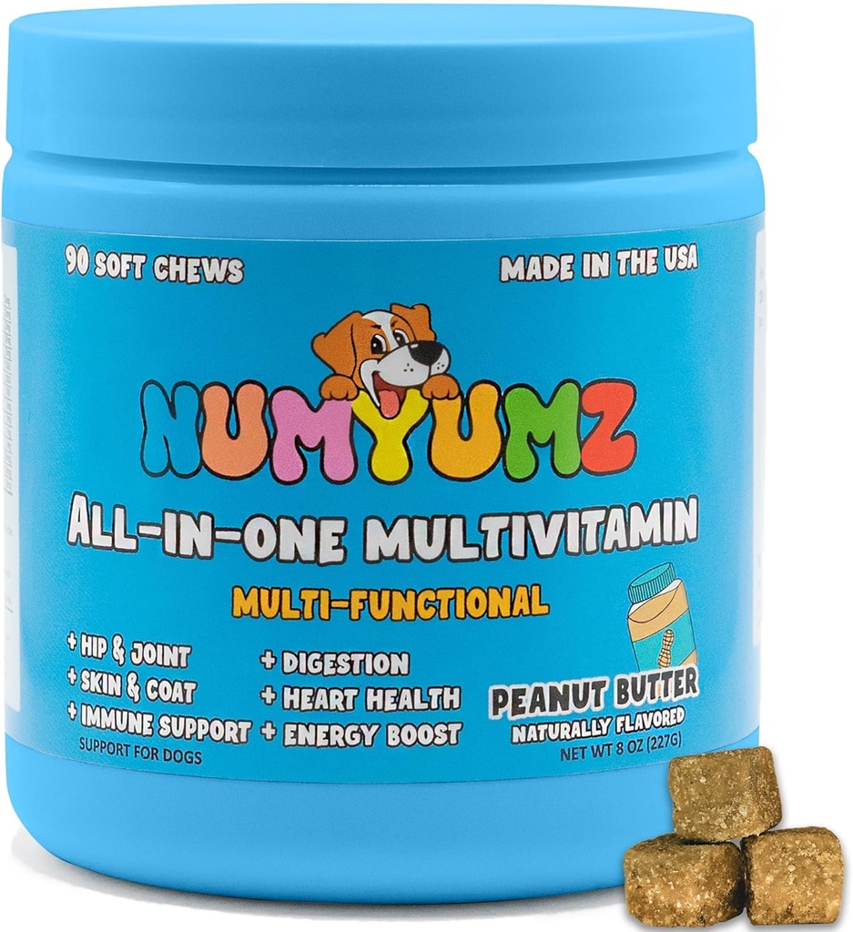 Naturlige 15- in- One Complete Daily Multivitamin Hund Chew Supplement - Fælles sundhed, Omega-3 Fedtsyrer, Vitaminer, immunforsvar - smagfulde behandlinger for sund Coat, Hud, Bones - 90 Soft Chews