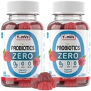 YUM- V 'S - Zero Sugar Probiotic Gummies for Digestive Health - Sugar Free Probiotics for Women, Mænd & Kids - Gut Health Probiotic Gummies for Voksnes & Kids (60 Greve (Pack of 2))