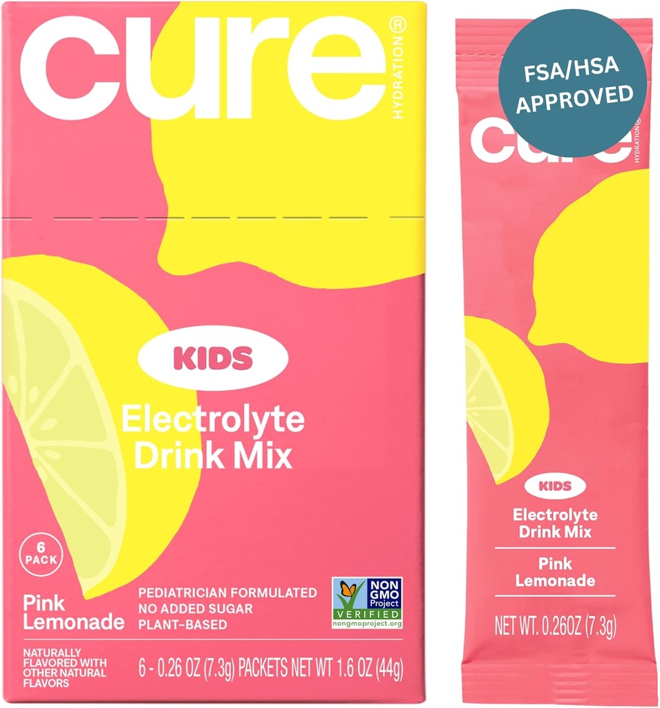 Cure Hydration Kids Electrolyte Drink Mix 124; Plant- baseret Pediatrician Formuleret Rehydration