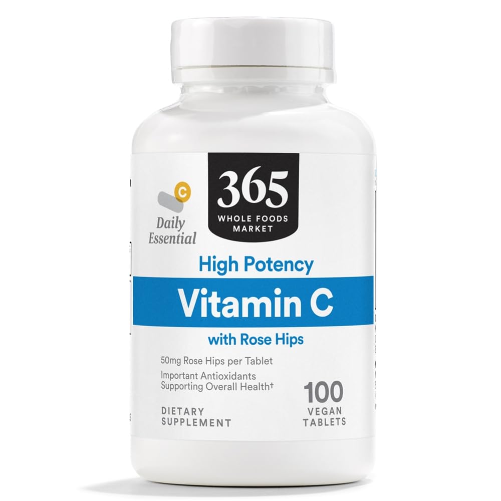 365 af Whole Foods Market, High Potency C-vitamin med Rose Hips, Vegan, 100 tabletter