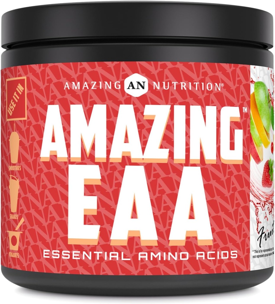 Amazing EAA Essential Amino Acids against 124; 8 Grams EAA er Per Servering Budding 124; 30 Servering Buddy 124; 330 Grams Pulver Supplement Buddy 124; Lavet i USA (Natural Fruit Punch)