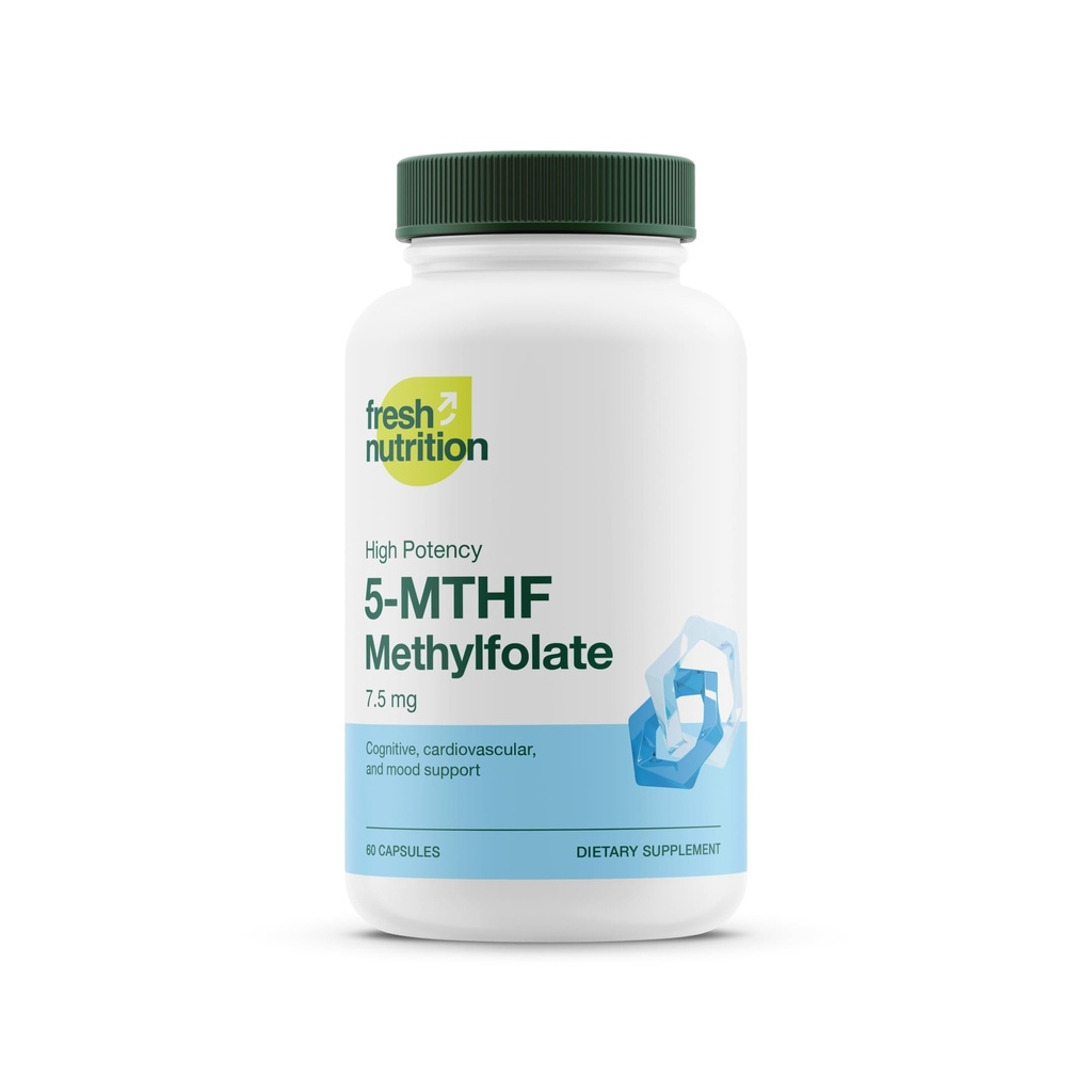 Frisk ernæring L Methylfolat 7, 5 mg - DNA verificeret for maksimal potens - Superior biotilgængelighed - 5 - MTHF methylfolat - 90 kapsler