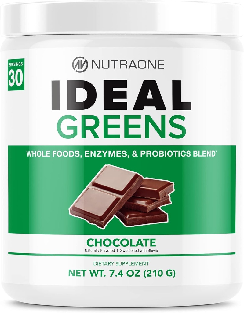 NutraOne Ideal Green Antioxidant and Nutrient- Rich Superfood Green Powder Supplement (Chokolade - 30 Servere)