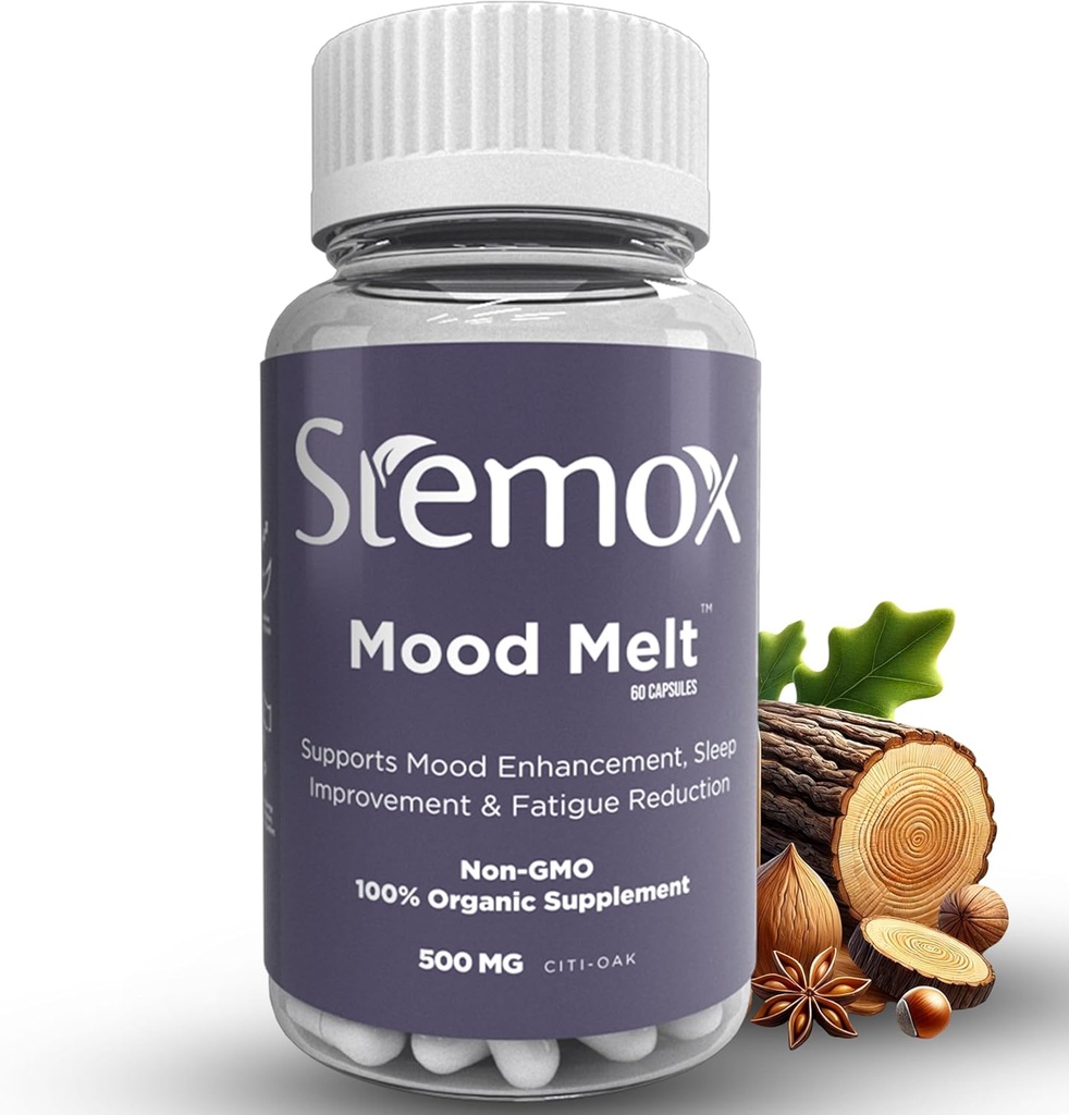 Mood Melt 200MG French Oak Extract | 60 Vegan Capsules | Natural Sleep & Relaxation Support | Non-GMO, 100% Organic, Gluten-Free, USP-Grade Formula | Calm & Stress Relief for Men & Women